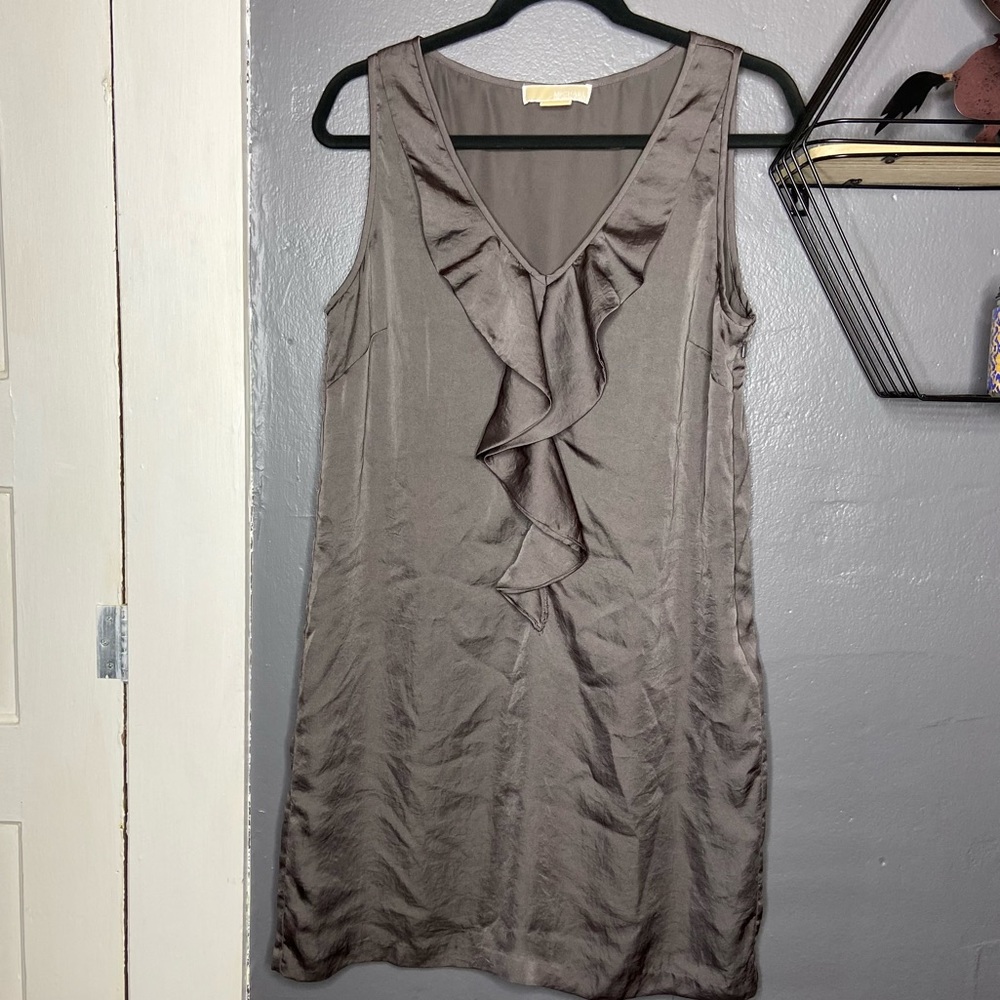 Michael Michael Kors Gunmetal Textured Ruffled Dress Size 12